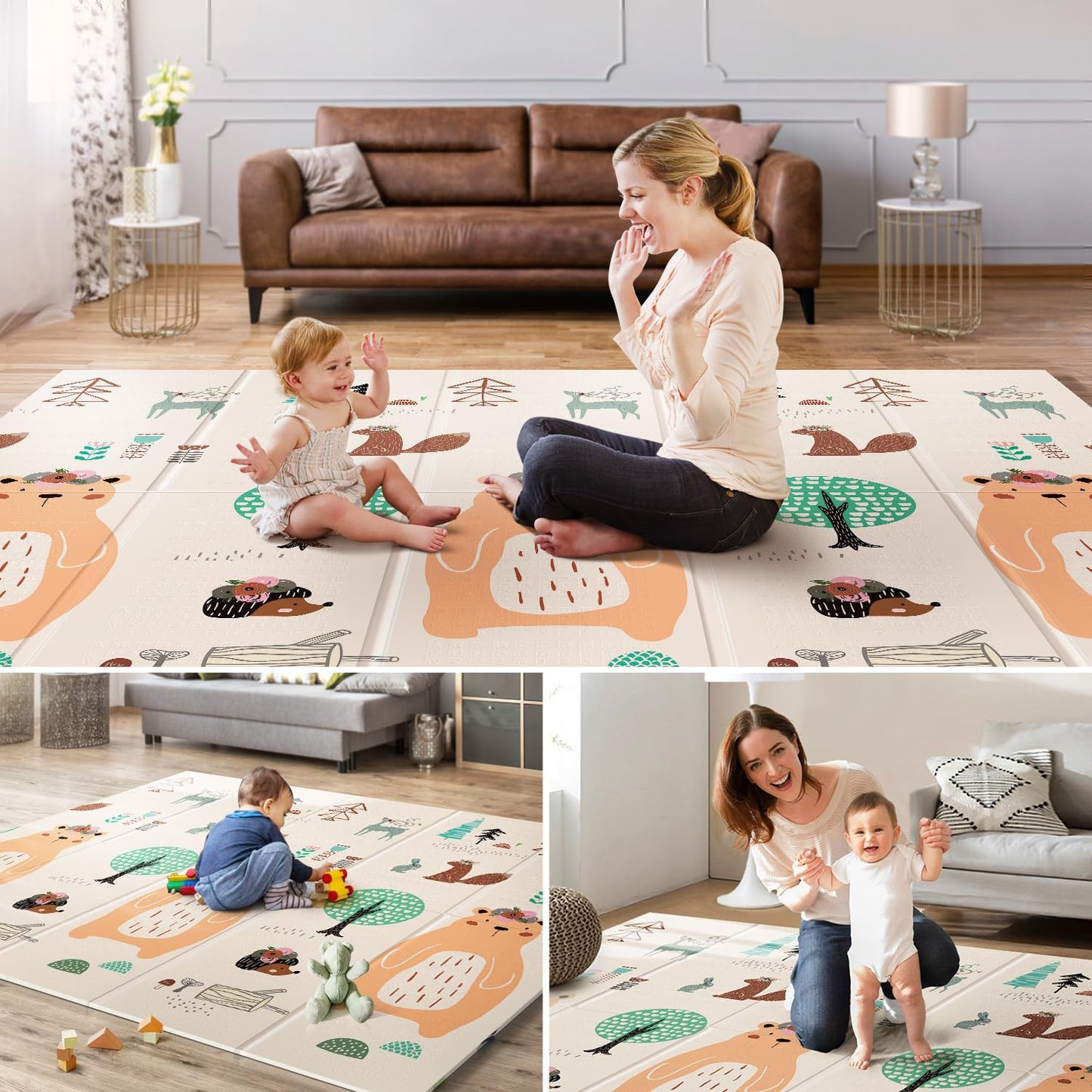 UANLAUO Baby Play Mat,71"x 79"Extra Large Playmats,Foldable Baby Play Mat for Floor,Non-Toxic Tummy Time and Crawling Playmat,Thick Foam Play Mat for Baby,Reversible Portable for Infant,Toddler