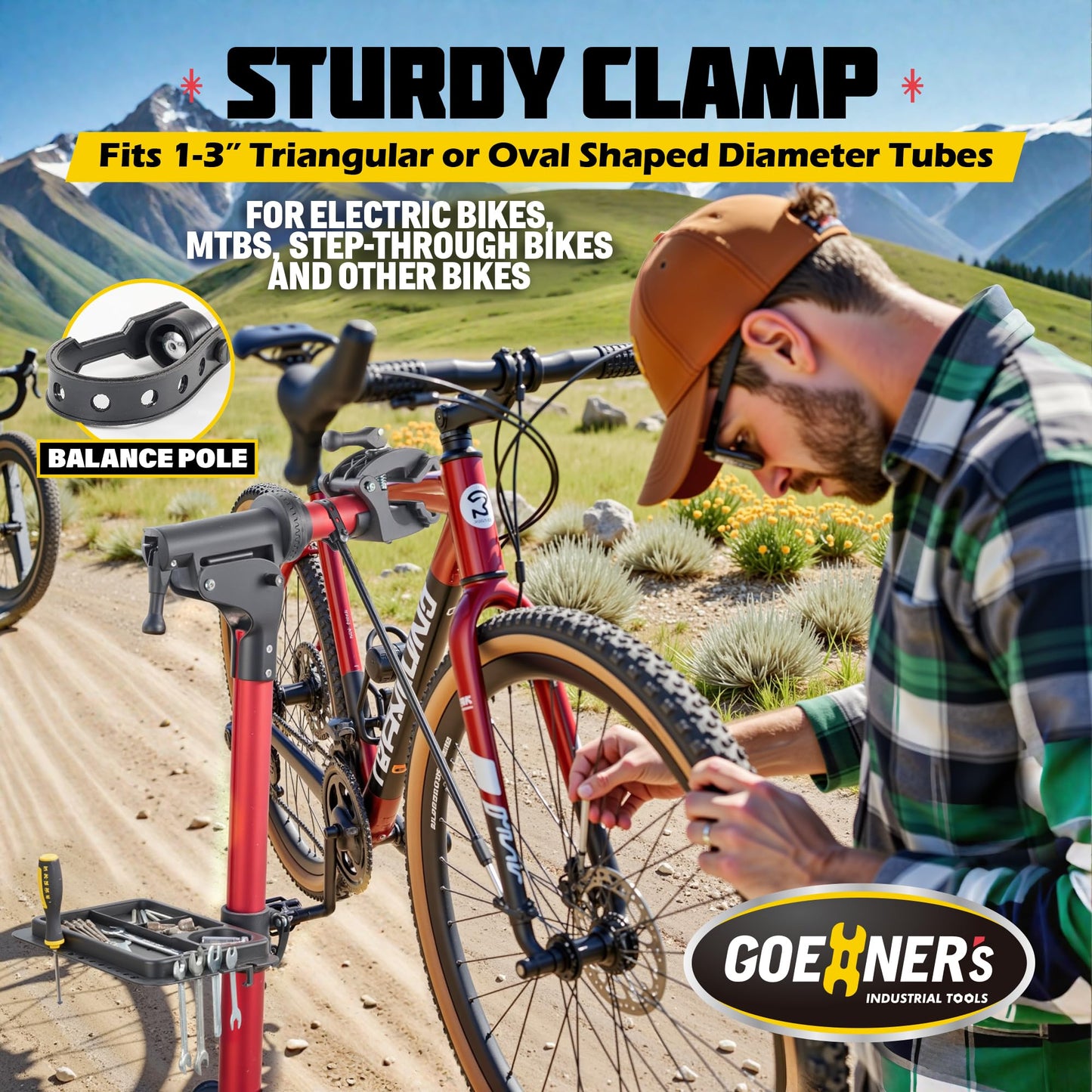 Gioventù E Bike Repair Stand Bicycle Stand(Max 110lbs) - Bike Stand for Maintenance with Super-strong Clamp, Heavy Duty Mechanics Workstand for E-bikes, Mountain Bikes and Road Bikes