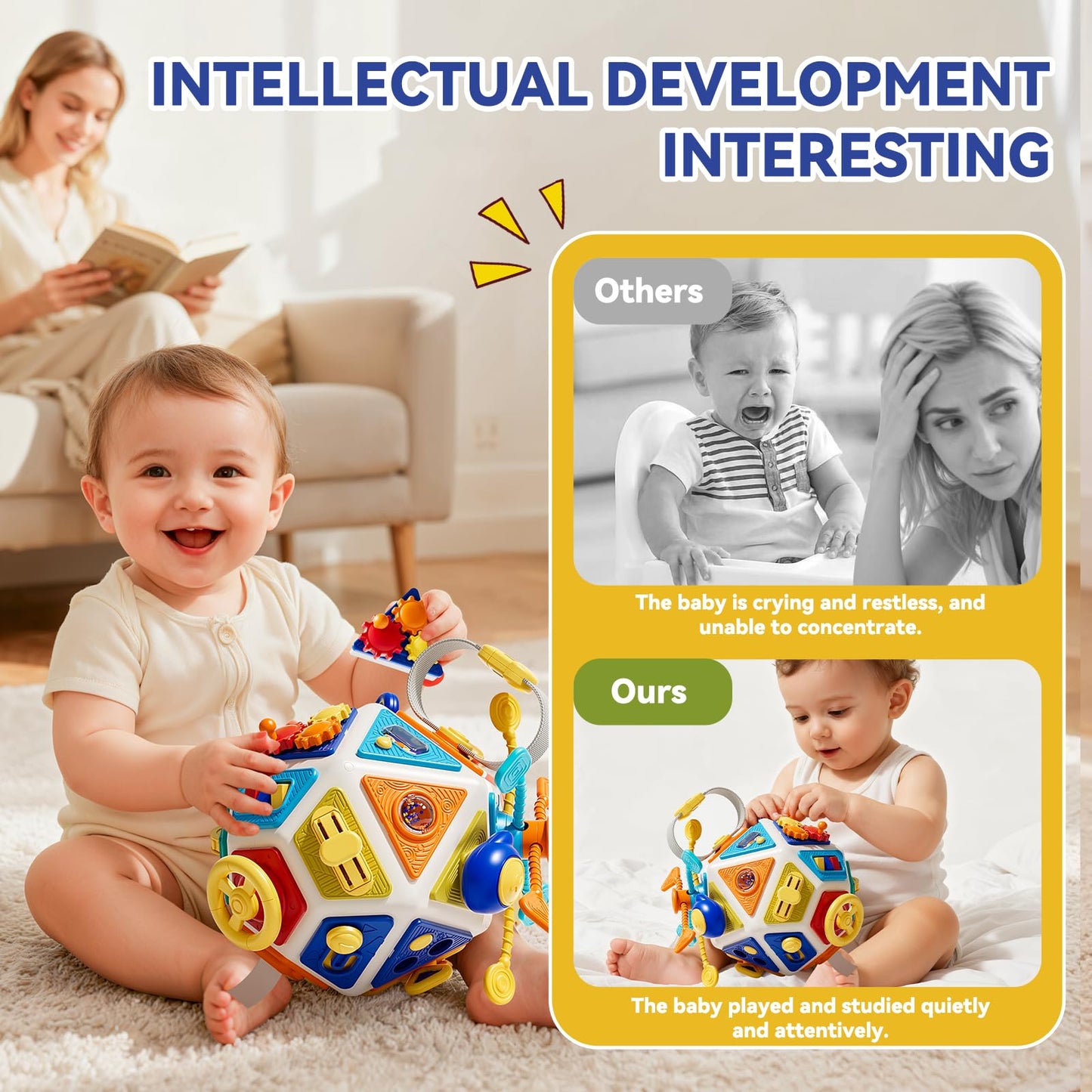 22‑in‑1Toddler Busy Board Activity Cube Toys, Montessori Sensory Toy & Travel Leaning for Toddlers, Early Education Active Toy and Fine Motor Skills Development Toy for 1 2 3 Years Old Boys & Girls