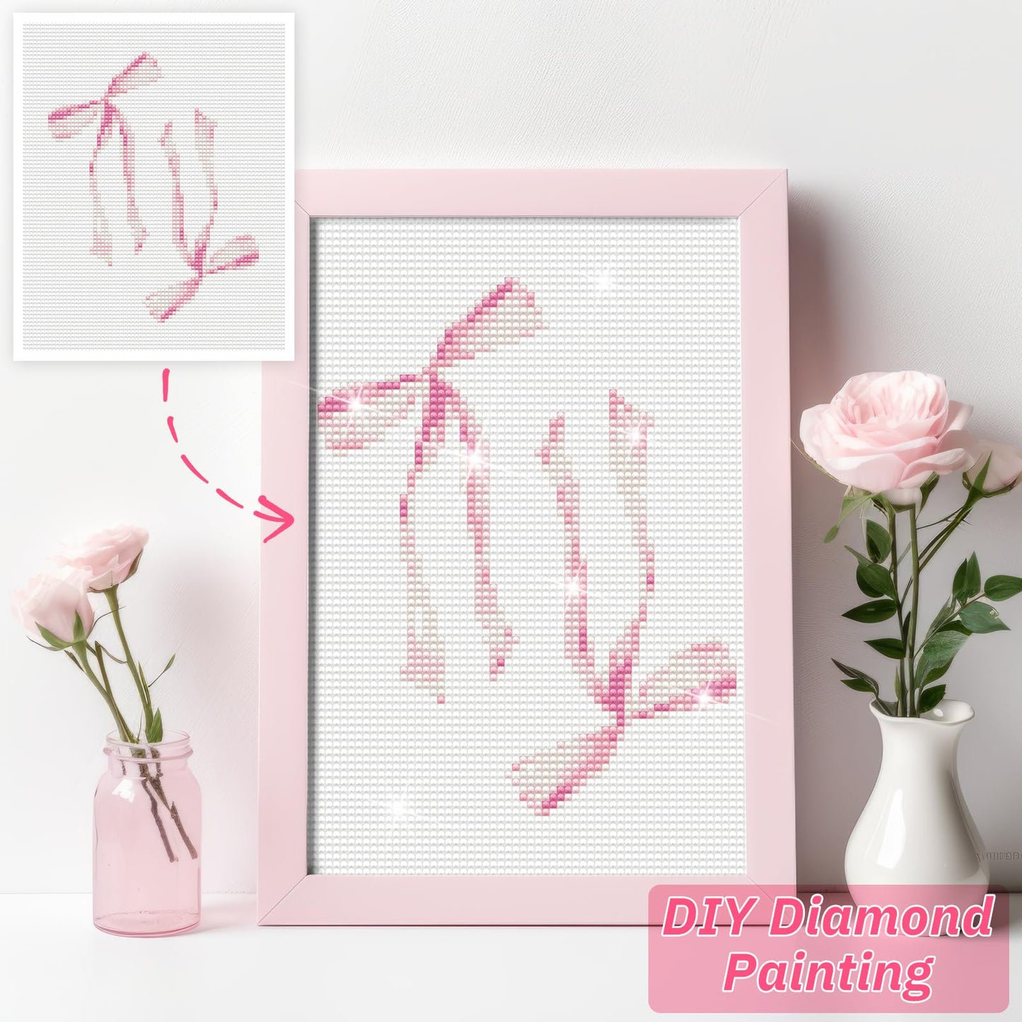 Chunful 6 Pcs Pink Bow Diamond Painting Kits, DIY Painting for Adults Diamond Crafts Aesthetic Room Decor Cute Coquette Bow Pictures 5d Craft Wall Decor for Home, 10 x 11.8''