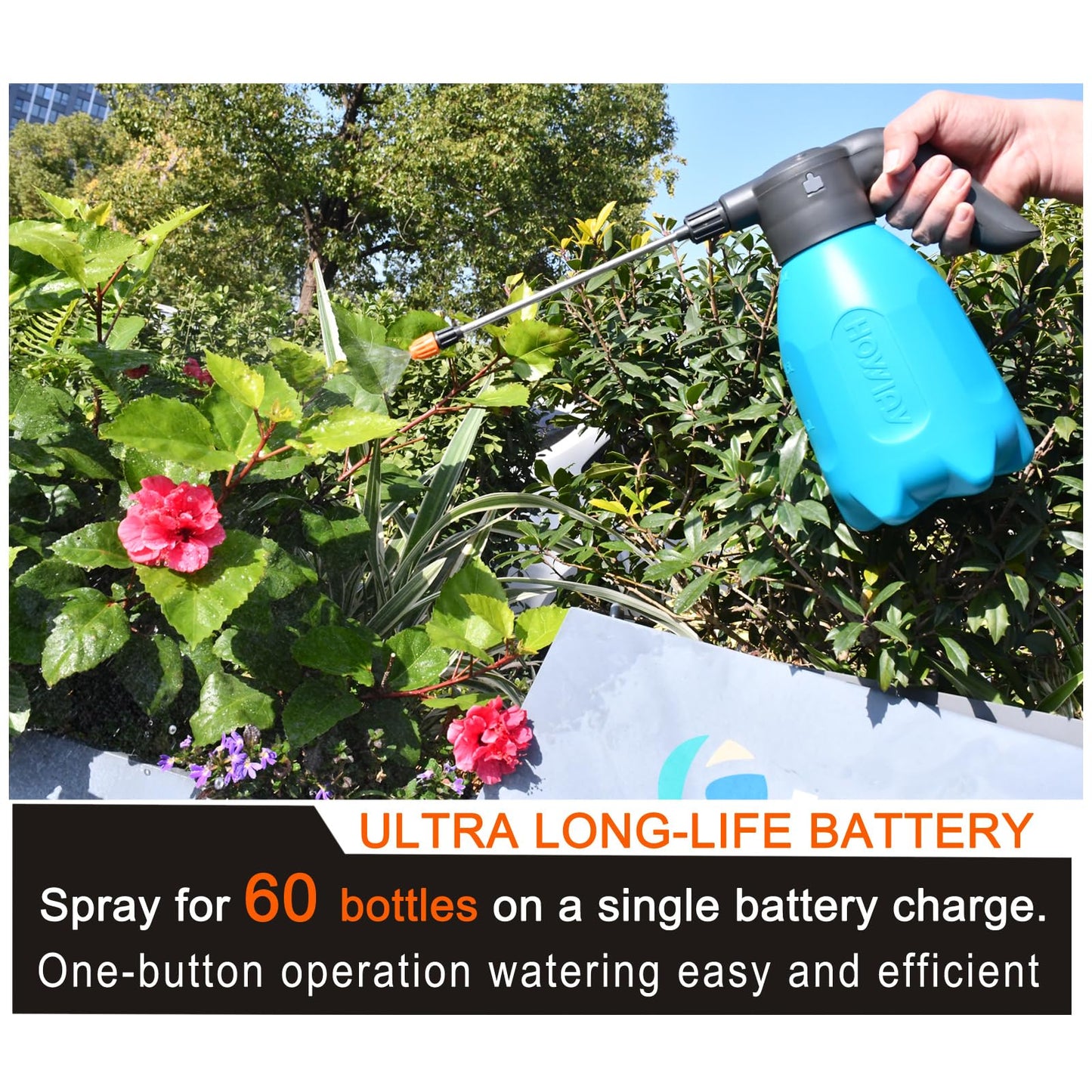 ES2-PRO Electric Spray Bottle 2L/0.5Gallon Plant Mister,Spray About 30 Gallons On a Single Charge,Rechargeable Battery Powered Sprayer,Automatic Watering Can,Pump Sprayer for Indoor Plants (Blue)