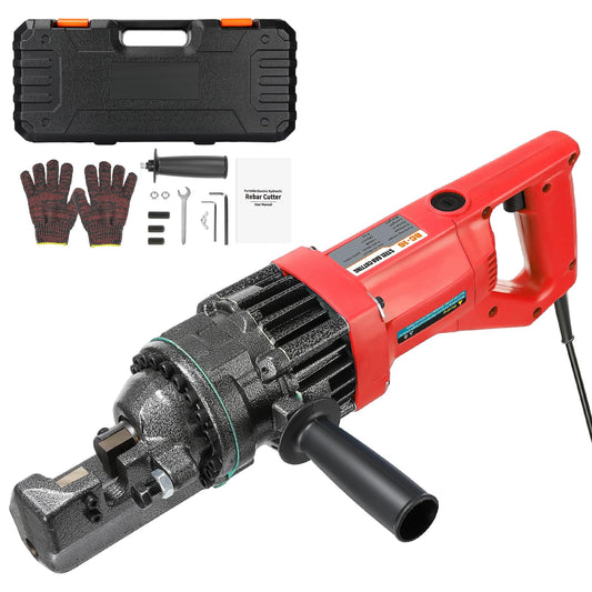 5/8 Inch Electric Hydraulic Rebar Cutter, 1100W Portable Handle Rebar Cutter, Cutting up to 4-16mm #5 Rebar within 1.5 Seconds, High Power Steel Rebar Cutter Accessories,RC-16 (Black + Red)