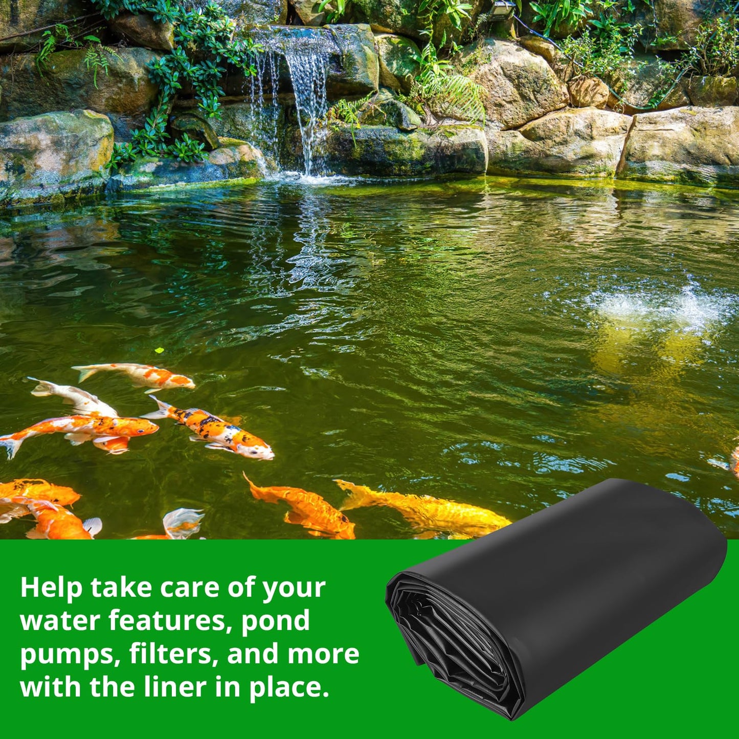 GarveeLife Pond Liners 12x15 ft - Safety Material, Easy Cutting, Versatile Applications, for Natural Outdoor Ponds, Waterfall, Fish, Koi Ponds, Water Garden
