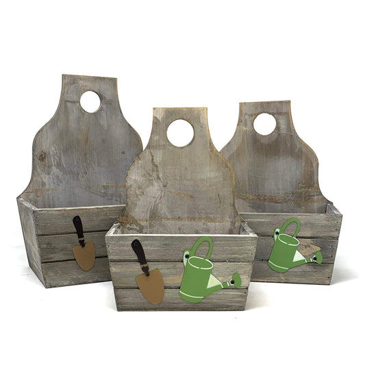 allgala 3-PC Set Wooden Boxes Planter Trough for Flower pots - Indoor Outdoor Decoration - Storage Display Hanging - HD88343