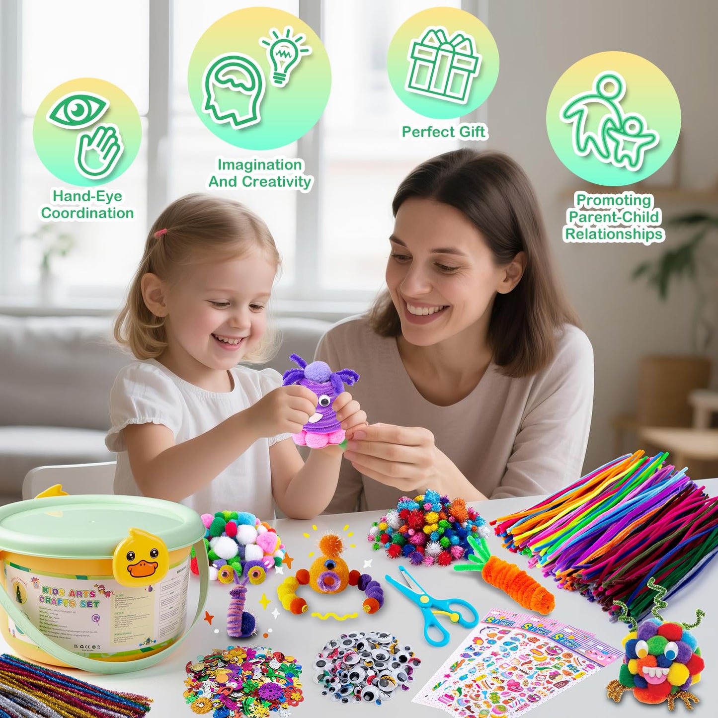 Sundaymot Kids Arts and Crafts Set 2000+ Piece DIY Craft Supplies Kit with Assorted Accessories for Boys & Girls Ages 6-12, School Classroom Projects, Gifts for Boys and Girls.