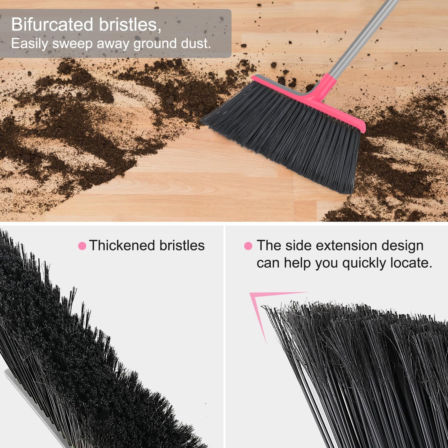 KeFanta Heavy Duty Broom, Outdoor Broom with 54.7" Long Handle, Commercial Brooms for Sweeping Outdoor Concrete Courtyard Garage Patio Indoor Home Floor Kitchen Office Lobby