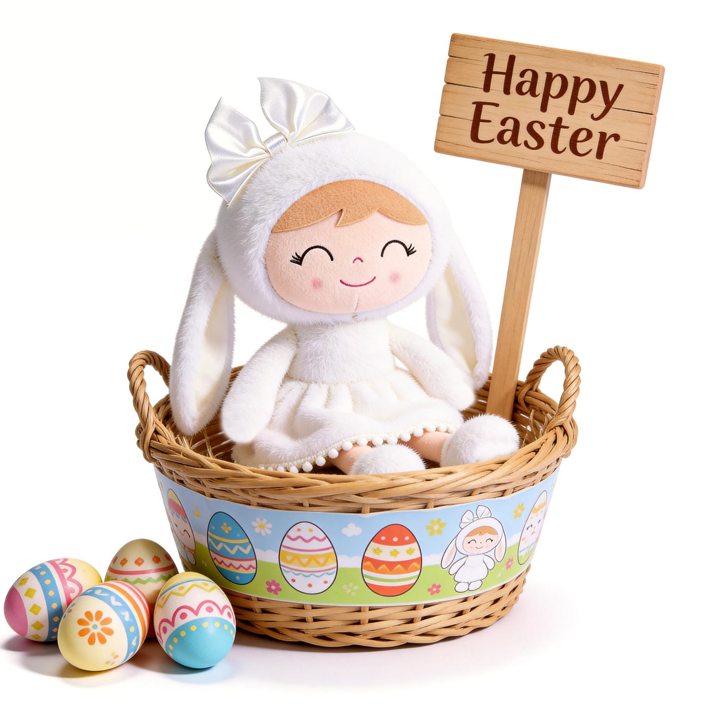Gloveleya Baby Girl Gift Plush Bunny Dolls First Baby Doll Toddlers Rabbit Toy Bunny Gifts for Girl White 12 Inches