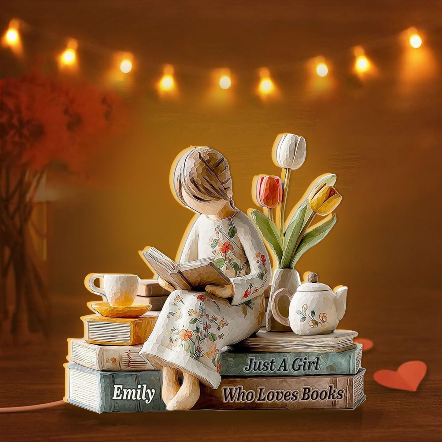Personalized Just A Girl Who Loves Books Light Box, Custom Name Reading Girl LED Acrylic Night Lamp, Book Lover Light Decor, Unique Gift for Readers, Birthday, Christmas 2025 2
