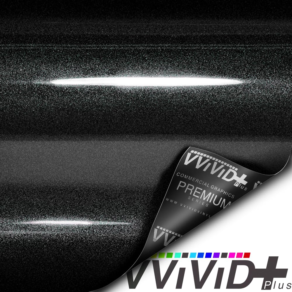 VViViD+ Ultra Gloss Black Metallic Diamond Crystal Vinyl Car Wrap (25ft x 59")