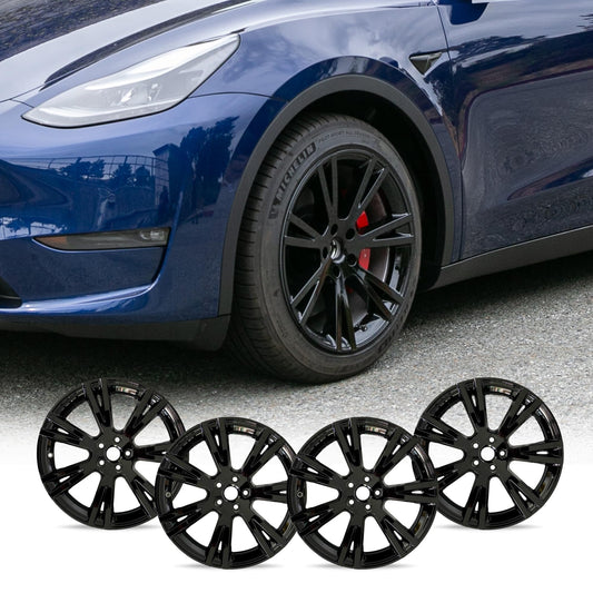 Mayde 19-Inch Tesla Model Y Wheel Covers – Replacement Hubcaps for 2020–2024 Tesla Model Y Rims, Gloss Black Set of 4