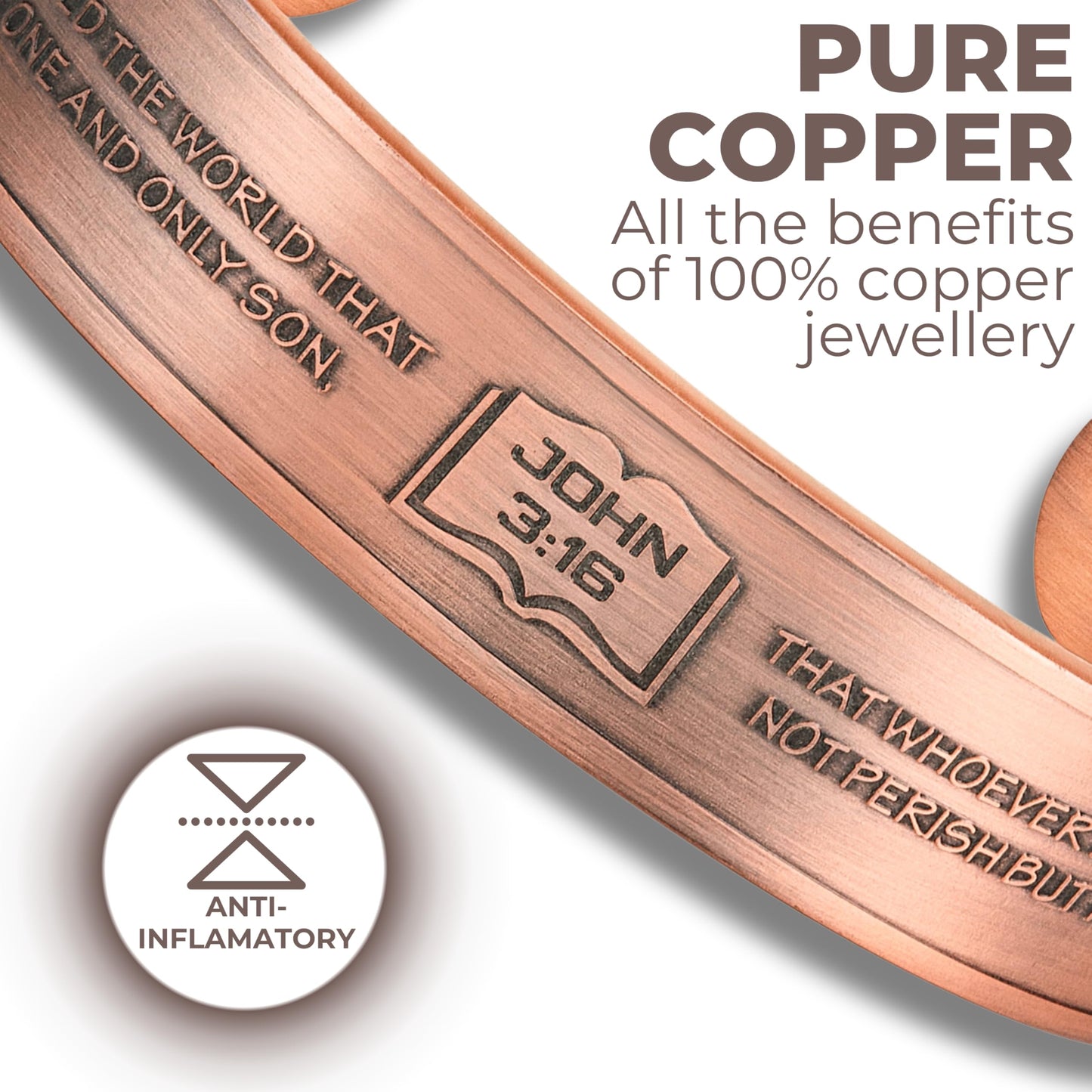 Willis Judd JESUS Men's Pure Copper Magnetic Therapy Adjustable Bracelet Bangle