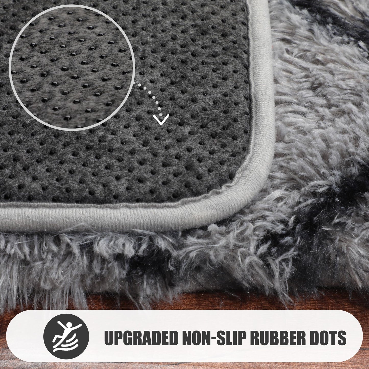 ONASAR Area Rugs for Bedroom Living Room, 4x6 Fluffy Grey and Black Rug, Shaggy Geometric Floor Mat for Home Decor Aesthetic, Soft Plush Fuzzy Carpet for Nursery Kids Teen Dorm