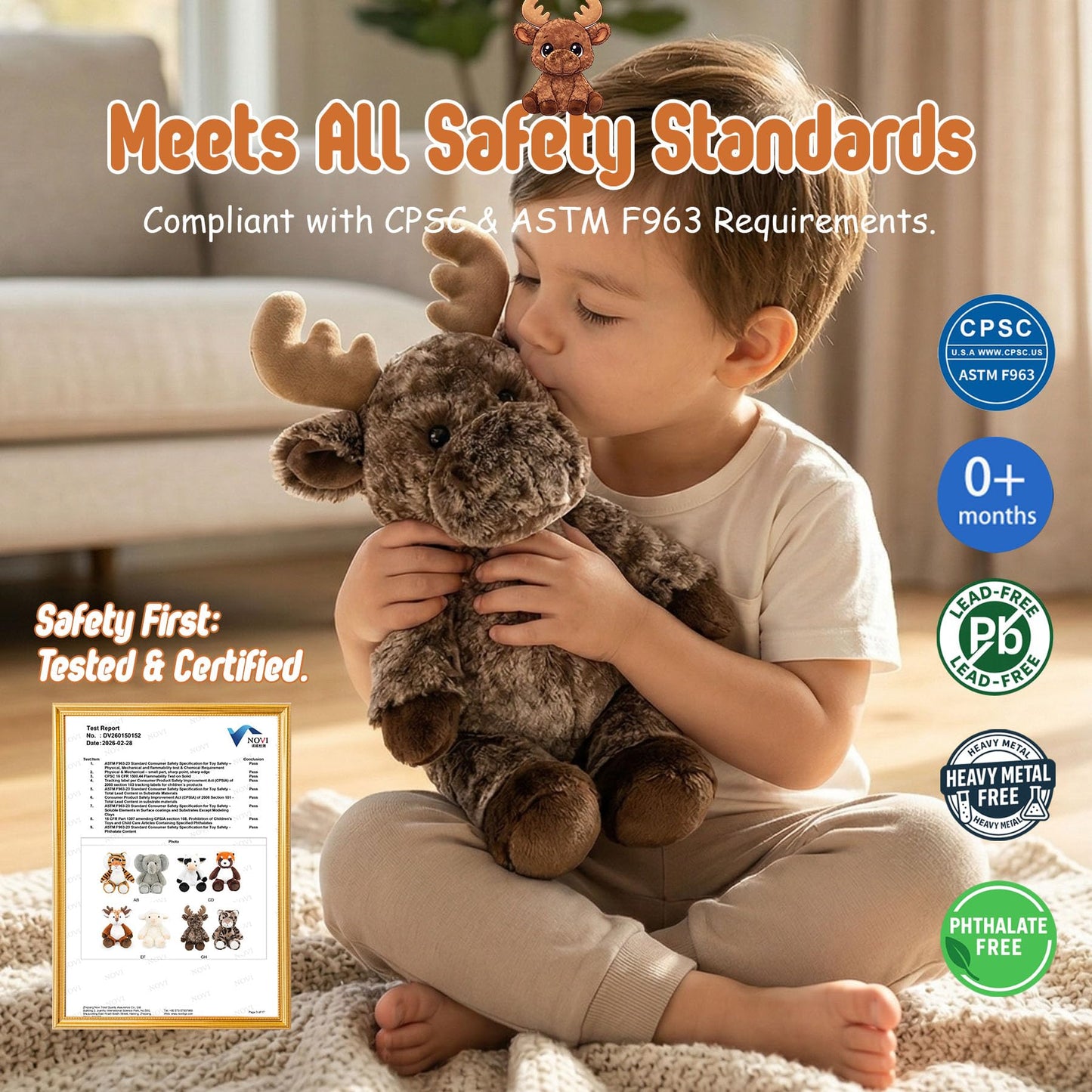 okegztoa Stuffed Animal Plush Toy Soft Plushie Cuddly Reindeer Cute Plush Toy for Kids Toddlers Boys Girls Birthday Christmas Nursery Decor Party Favors