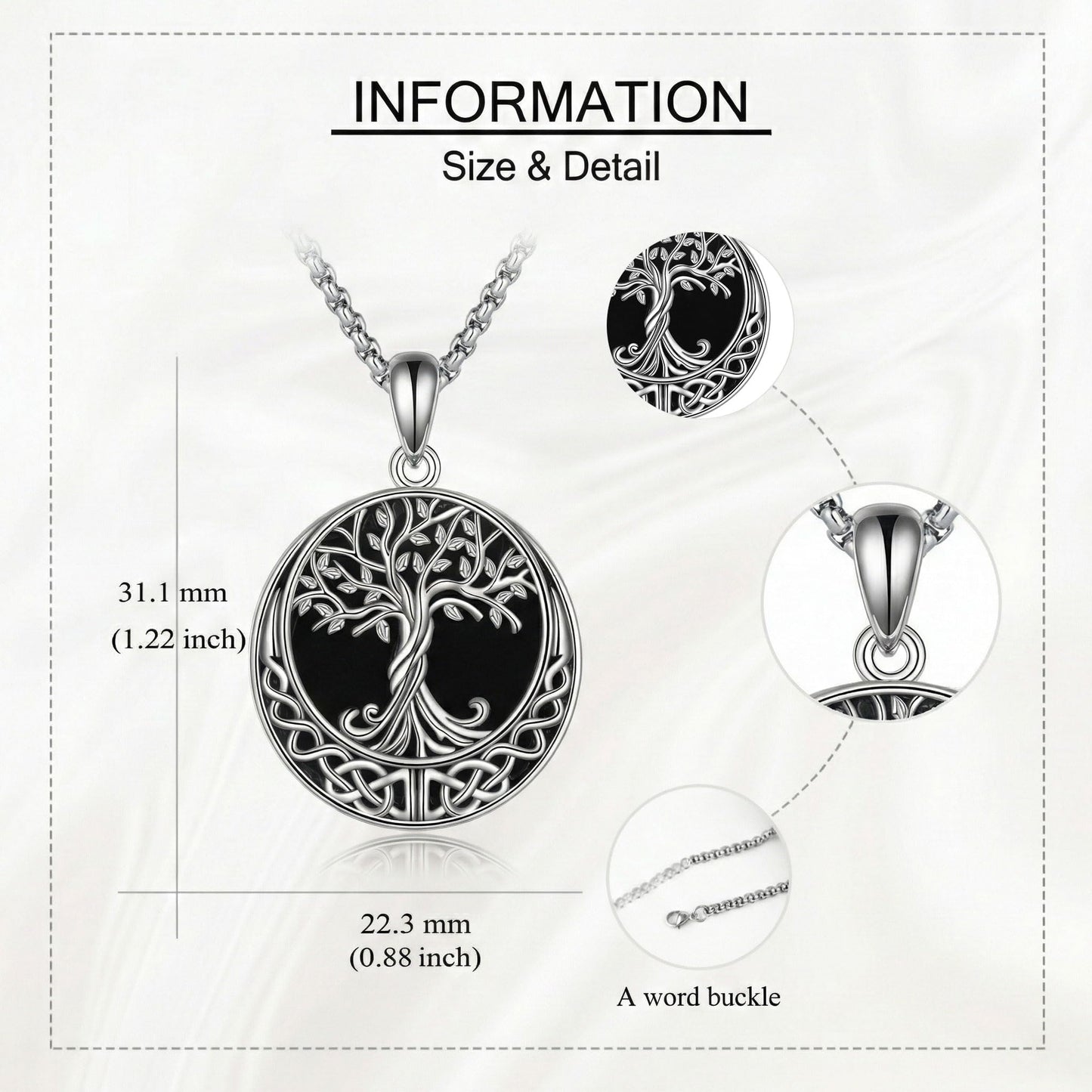 ONEFINITY Tree of Life Necklace for Women Black Onyx Tree of Life Pendant Celtic Knot Jewelry Gifts for Men