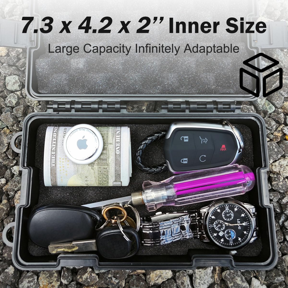 Upgrade Large 7.3''x4.2'' Magnetic Key Holder Under Trucks Car,Car Key Fob Holder,Heavy-Duty Magnetic Key Box Under Car,Hide a Key,Strong Magnetic Key Hider Outside for Hiding Keys【Splash Resistant】