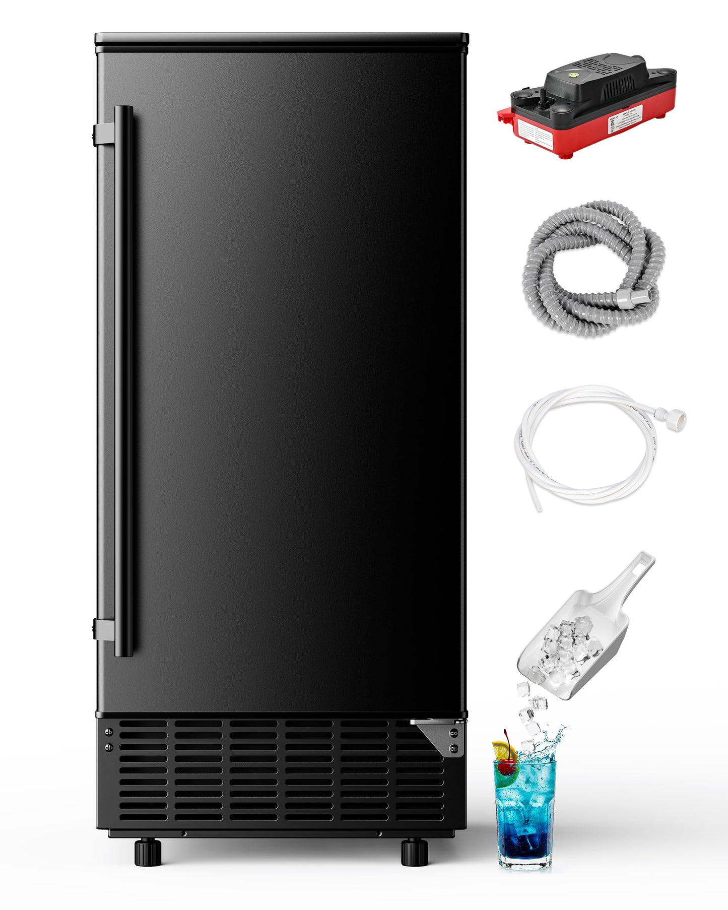 ICEVIVAL Under Counter Ice Maker with Drain Pump, 80Lbs/Day, 24Lbs Storage, Auto Clean, 24H Timer, Built-in Freestanding Ice Machine for Home, Bar, Cafe (Commercial Grade)