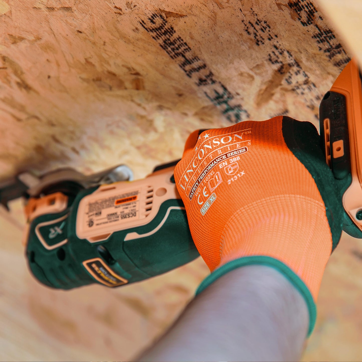 linconson 12 Pack Safety Performance Series Construction Mechanics Work Gloves (L (Pack of 12), Orange)
