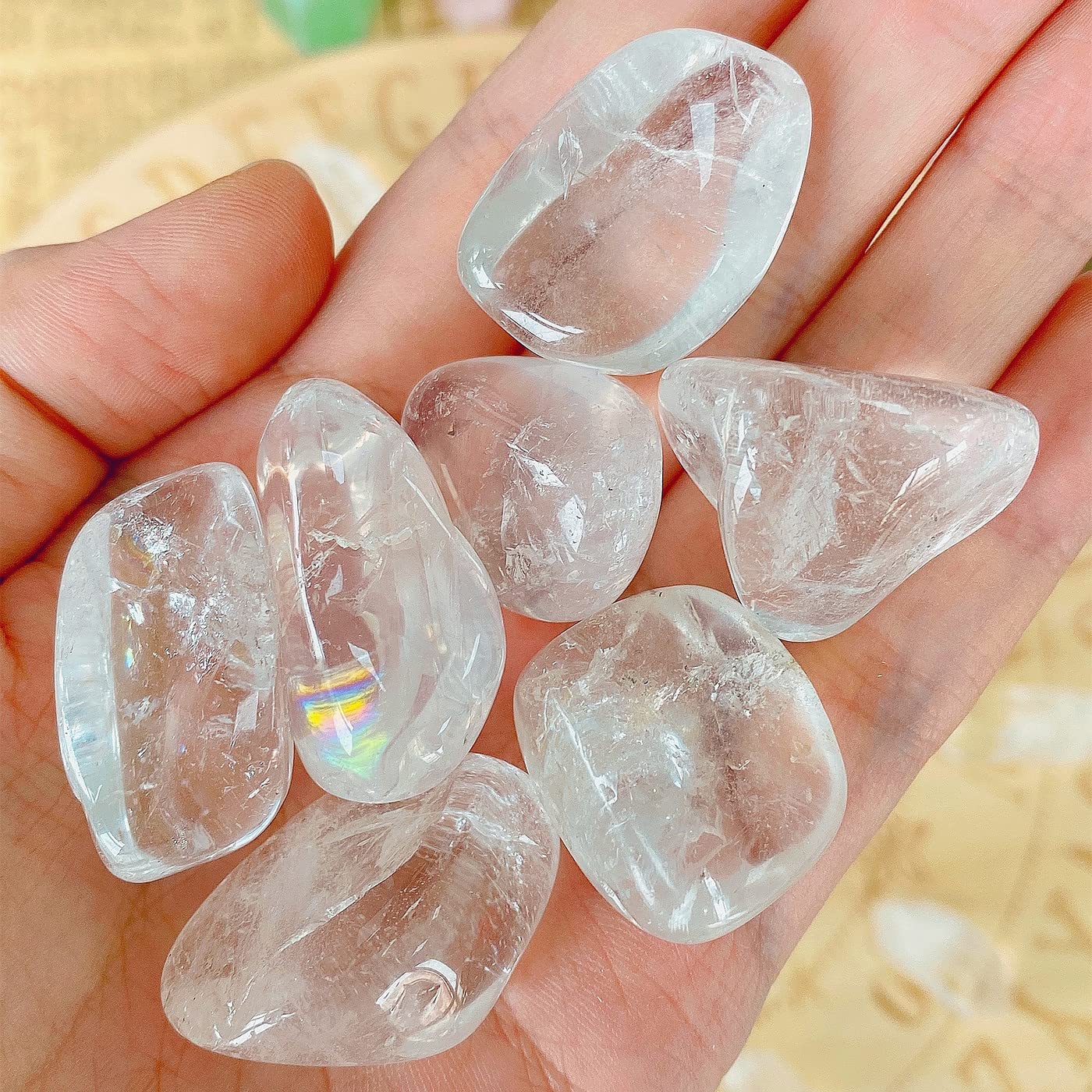 QINJIEJIE Clear Quartz Crystals Bulk (1000+ Carats) Polished Stone 0.6-1" Tumbled Stones Healing Crystal Reiki Decoration 0.45 lb 200G