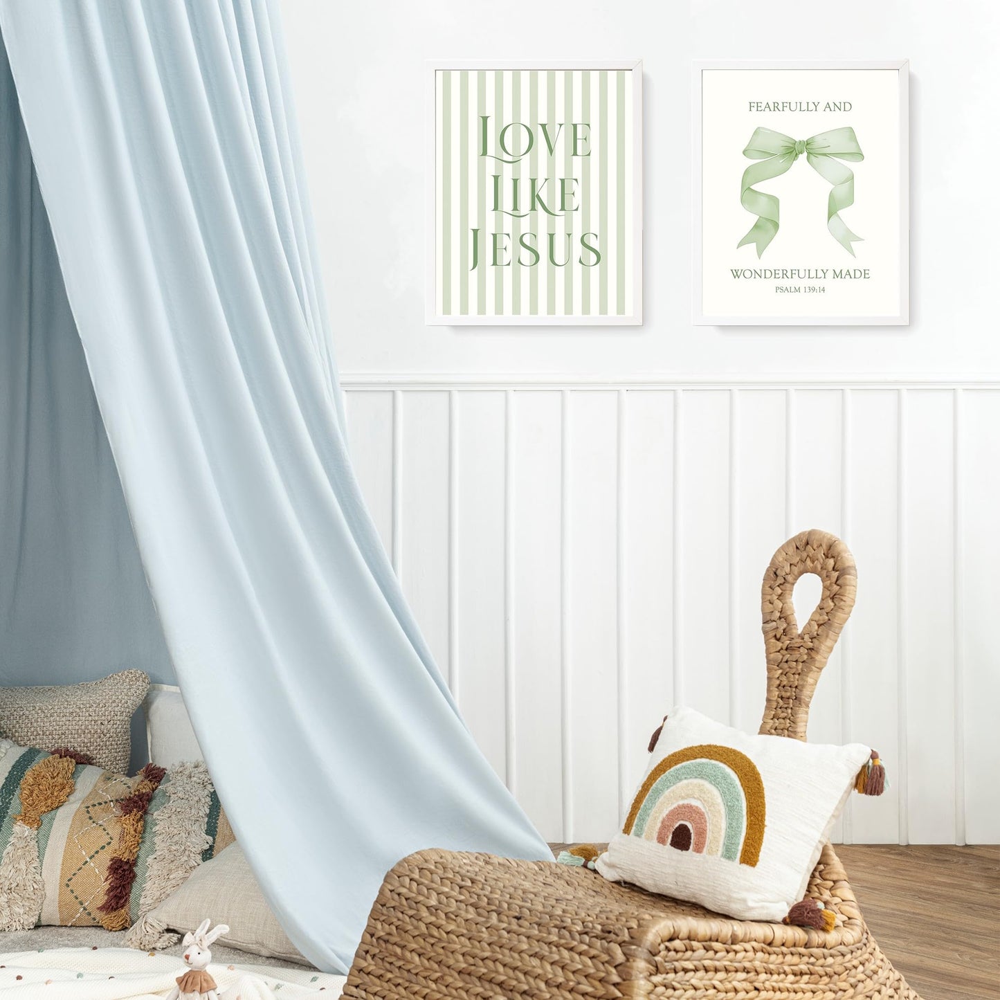 LARTSFRO Coquette Sage Green Bow Jesus Wall Art Decor Posters, Green Bow Christian Room Bedroom Bathroom Wall Art Decor Aesthetic for Teen Girls Gifts, Inspirational Bible Verses Bow Wall Decor, 8x10 Inch Set of 4 Bow Pictures(UNFRAMED)