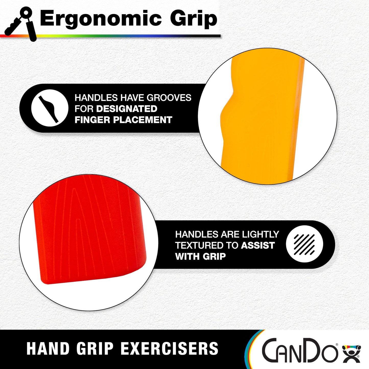 CanDo Hand Grip Exerciser Pair - Black, X-Heavy - 48 lb