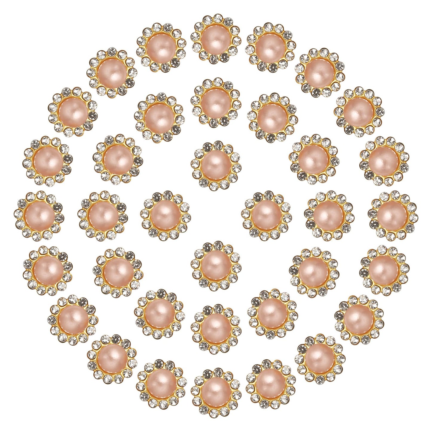 PATIKIL 12mm Sunflower Pearl Sew on Rhinestones, 200 Pcs Rhinestone Sequin Embellishments Crystal Glass Metal Base Flower Claw Rhinestones for Bedazzling Crafting Clothes, Champagne