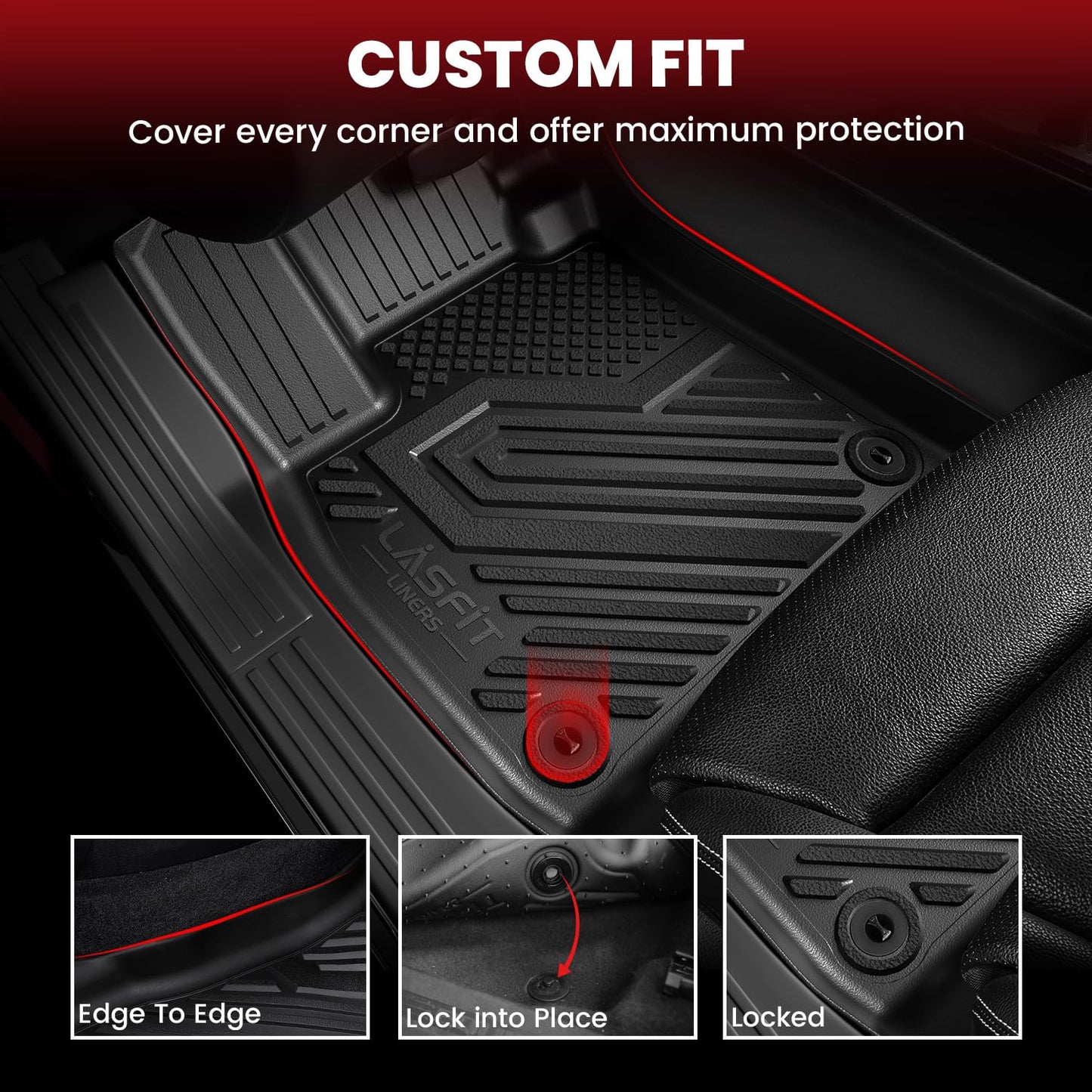 LASFIT Floor Mats & Cargo Mats for KIA EV9 2026 2025 2024 (Only for 6-Seats,Not Fit Relaxation Chairs & 7-Seats),All Weather TPE Custom Fit Kia EV9 2024-2026 Full Set Car Accessories Floor Liners