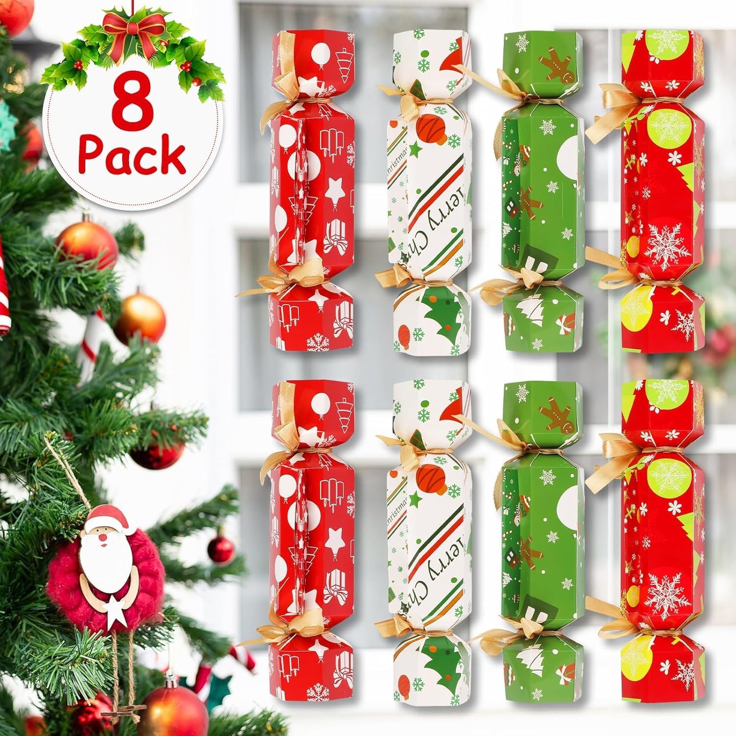 8 Pcs Christmas Surprise Money Pull Pouch Christmas Money Box for Cash Gift Pull Xmas Cash Holder for Cash for Kid Adult with 80 Pcs Transparent Bags Creative Way to Give Dollar Gift