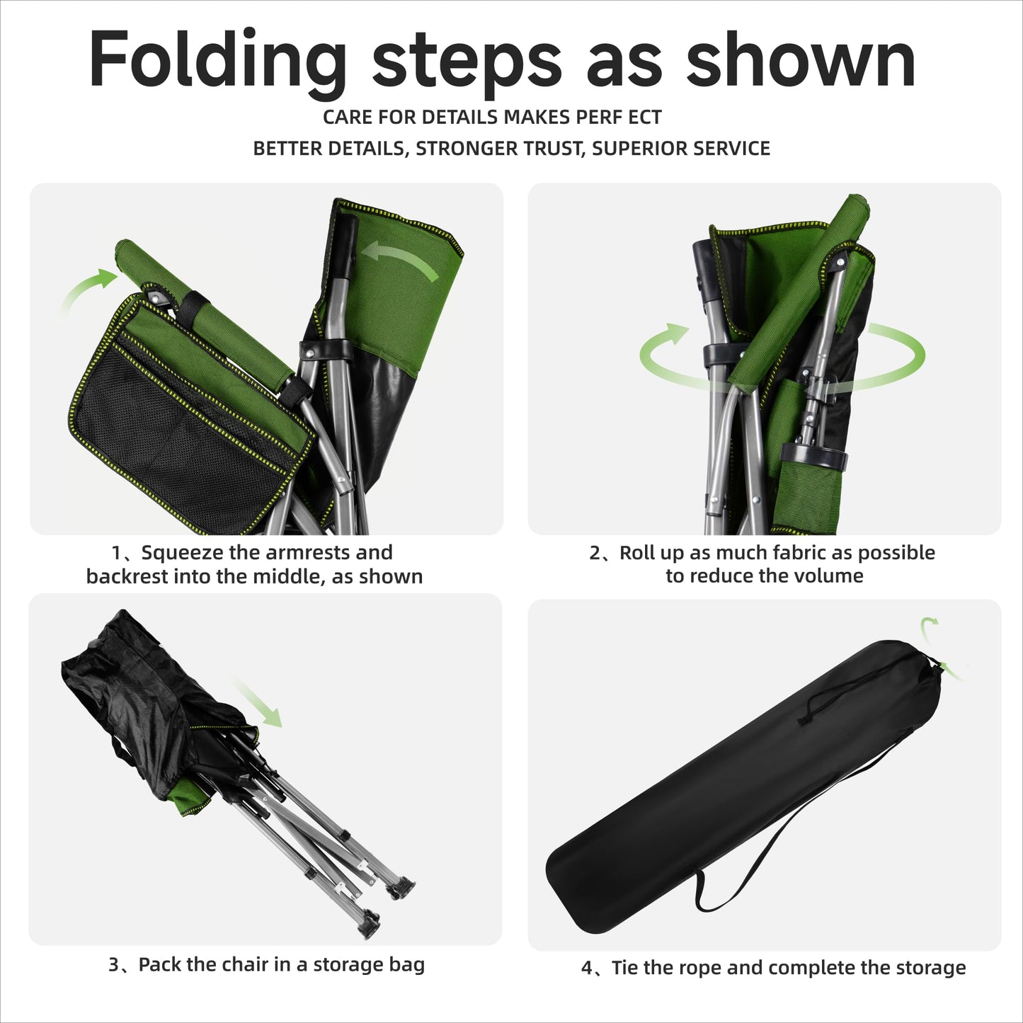 Anmiro Folding Camping Chair with Cup Holder and Storage Bag, Heavy Duty Support 400 LBS, Oversized Collapsible Portable Camping Chair for Outdoor Camp, Picnic, Travel, Fishing Green