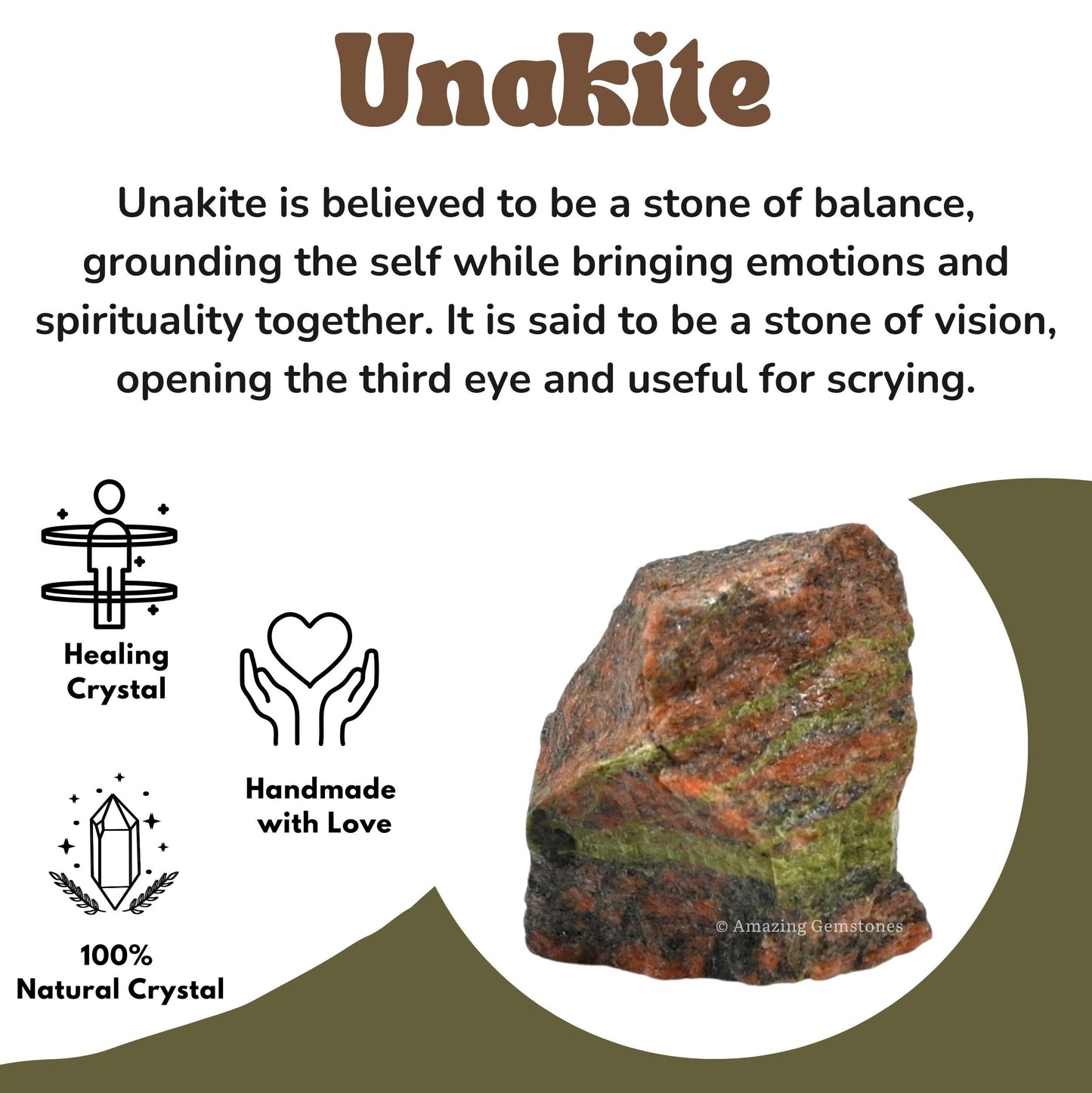 Amazing Gemstone Unakite Raw Crystals and Healing Stones, Natural Rocks for Tumbling and DIY Raw Stones and Crystals (1 Piece)