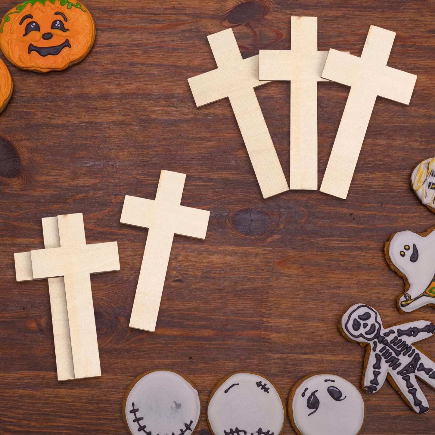 Gerrii Wooden Cross for Craft Unfinished Cross Shaped Religious Cutout Bulk Nativity Baptism Centerpiece Ornaments DIY Project Church Sunday First Communion(6 x 3 Inches,24 Pcs)