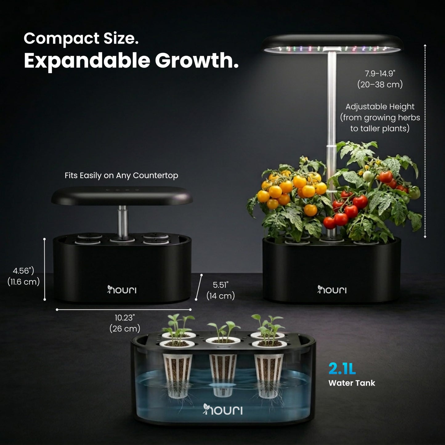 Nouri Hydroponics Growing System, 5 pod Smart Indoor Herb Garden Kit with LED Grow Lights, Hydroponic Herb Garden Indoor for Plant Lovers, Gardeners, Kitchen, Tomato Seeds Included