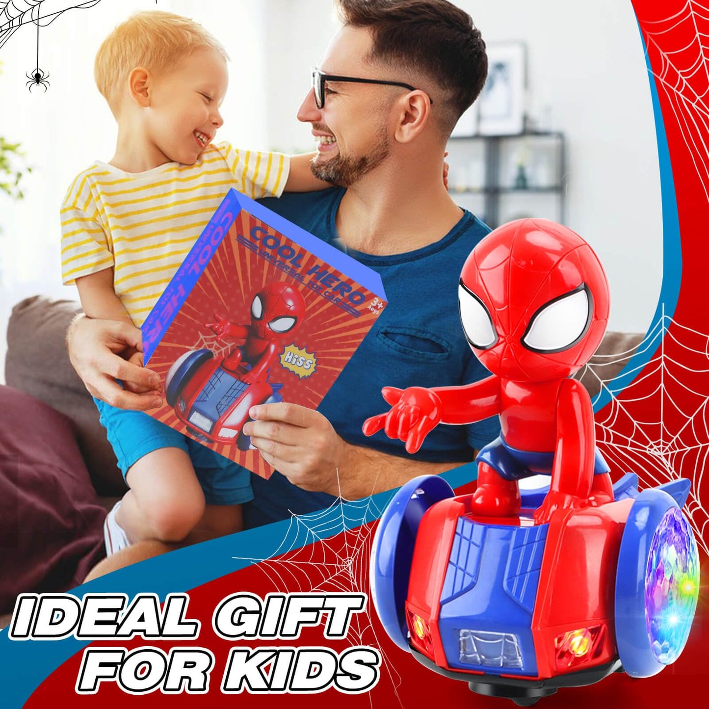 YOTOY Dancing Robot Spider Toys for Kids, Lights & Music, Automatic Steering, 360 Degree Flexible Rotation, Toy Cars for Toddlers, Birthday Gift for Ages 3 4 5 6 7 8 Years Old Boys