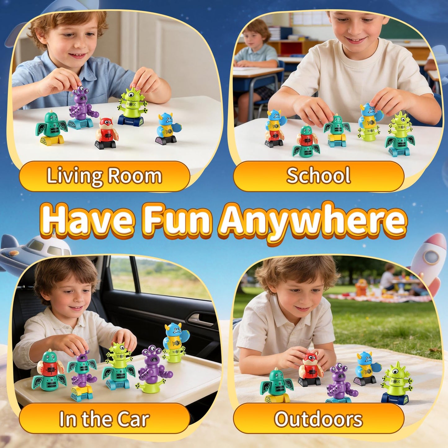 Haoshoon Magnetic Robot Building Toys for Kids 3-8, STEM Magnetic Monster Set, DIY Stacking Robots with Storage Box, Ideal Birthday for Boys Girls Age 3 4 5 6 7 8