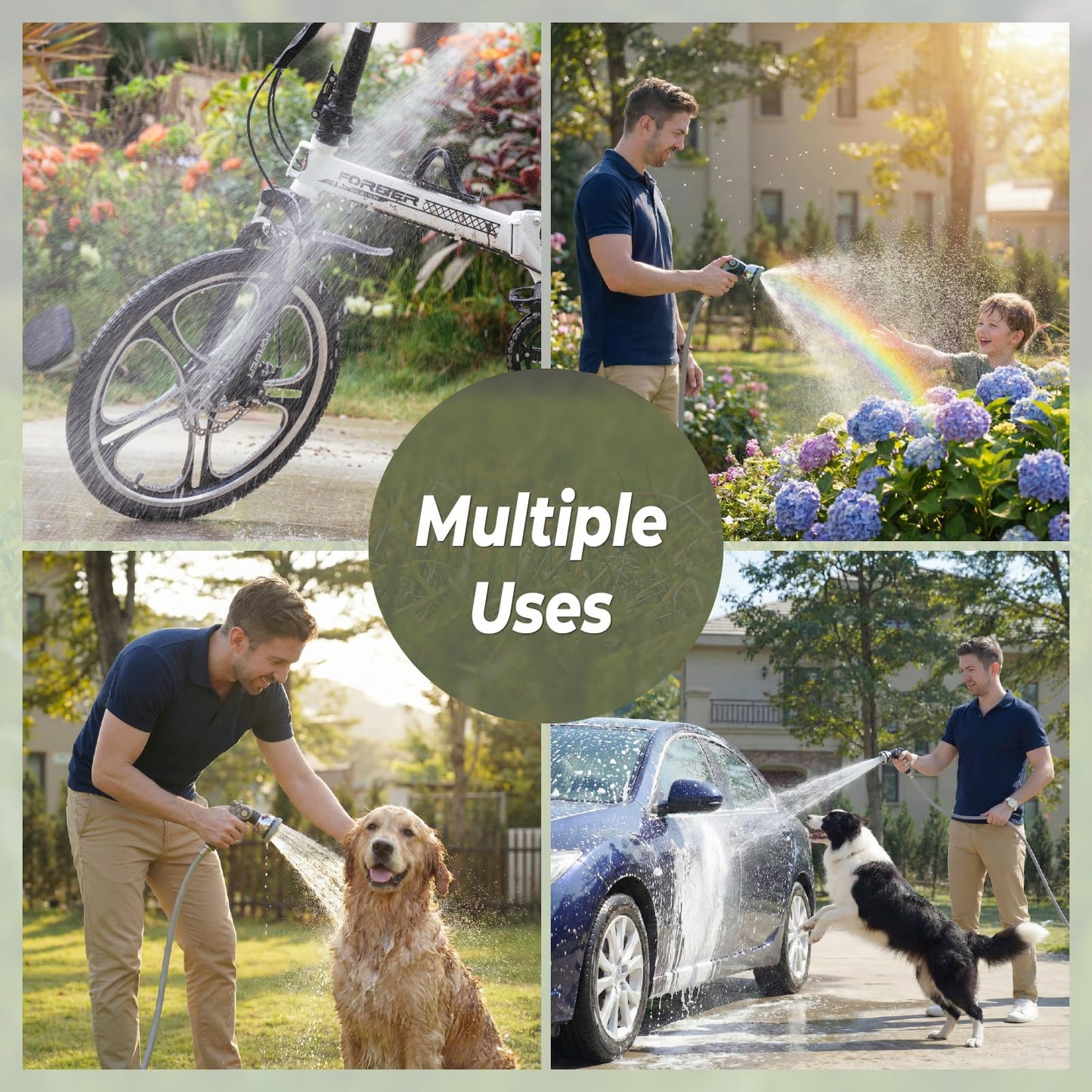 BREEZEREEL Retractable Garden Hose Reel 1/2 inch x 100ft, 3-Ply Reinforced Heavy Duty, Any Length Lock, 180° Swivel Bracket, Slow Return, Auto-Layering, 10 Spray Patterns for Outdoor Watering