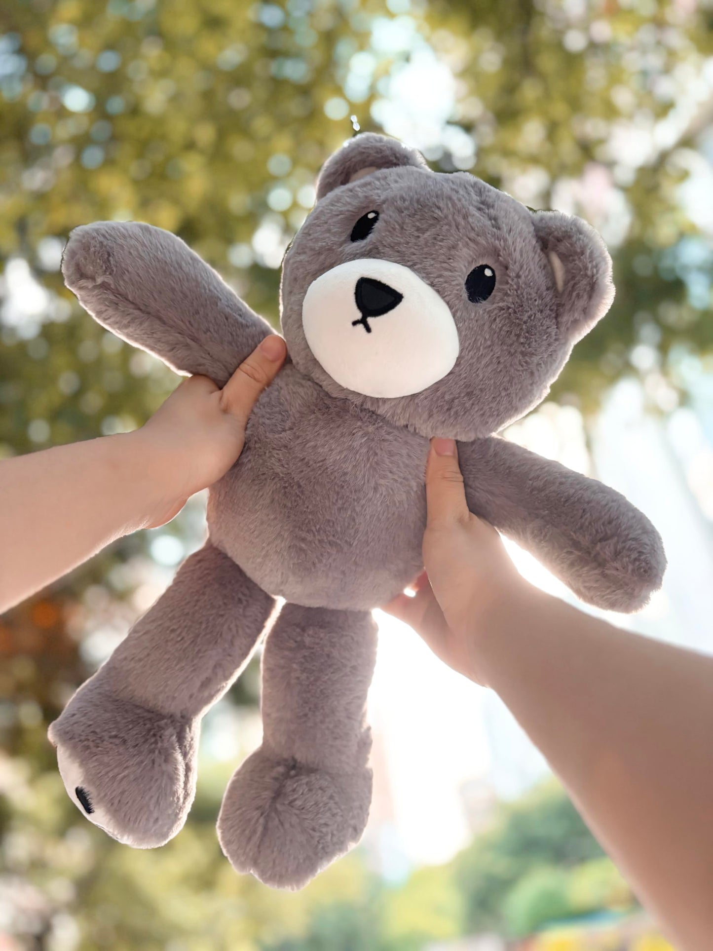 HUGWIMI Huggable Gray Teddy Bear, Soft Stuffed Plushie - Easter Gifts for Kids and Teen Girls, 16 Inches