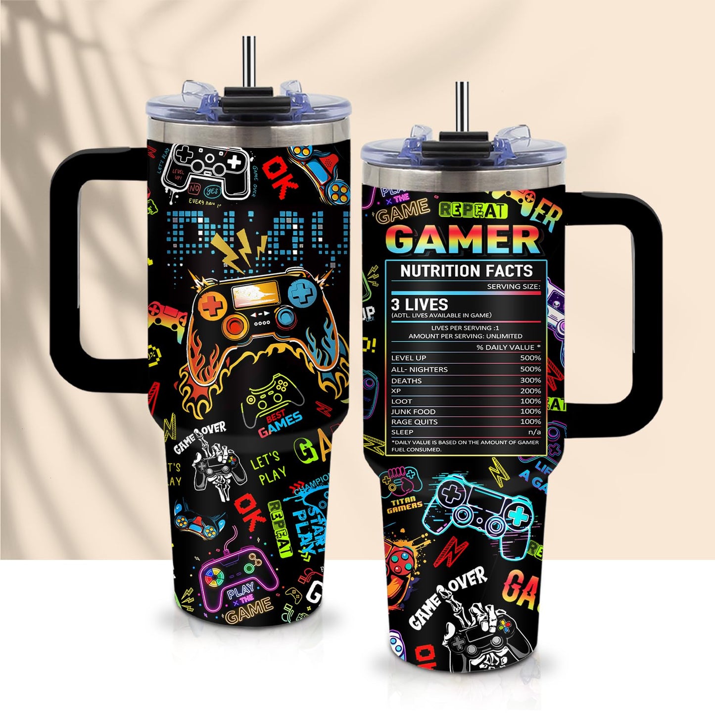CGMIBAS Gaming Gifts for Men Boys, Gamer Gifts for Men, 40oz Gamer Tumbler Cup, Gaming Mugs, Teen Boy Gift Gamings Stuff, Gaming Gamepad Presents for Son, Birthday Gift for Him Mens Boys Gamings Cup