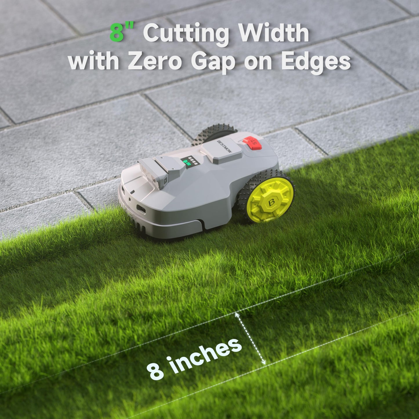 BESTMOW Robot Lawn Mower — 1.5 Acre Ultra Quiet Self Charging Robot Mower, Up to 4 inches Cutting Height, Robotic Lawn Mowers with RTK+4 Eye Vision, Mapping and Anti Theft tech, APP Control