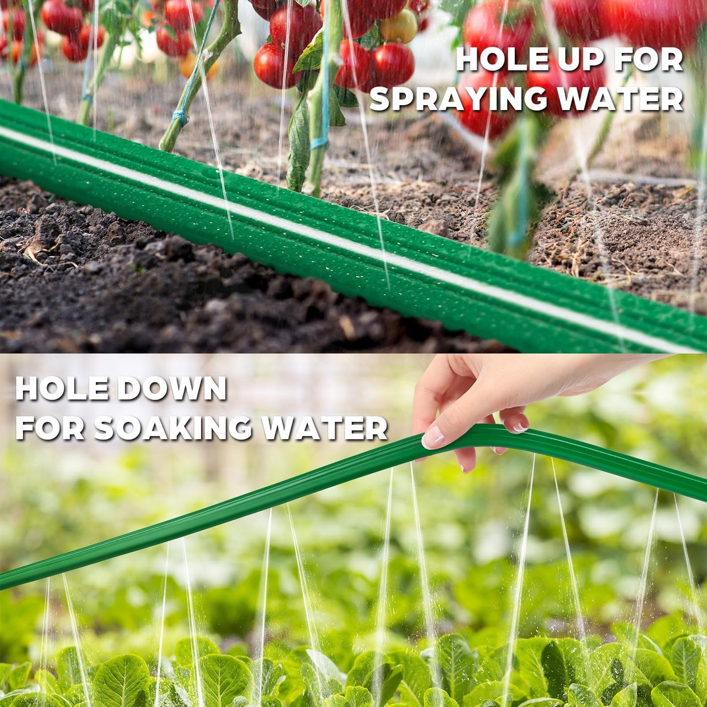 Jin&Bao Sprinkler Hose with Holes 25FT, Heavy Duty Garden Watering Hose, High-Efficiency Lawn Sprinkler System with Staples