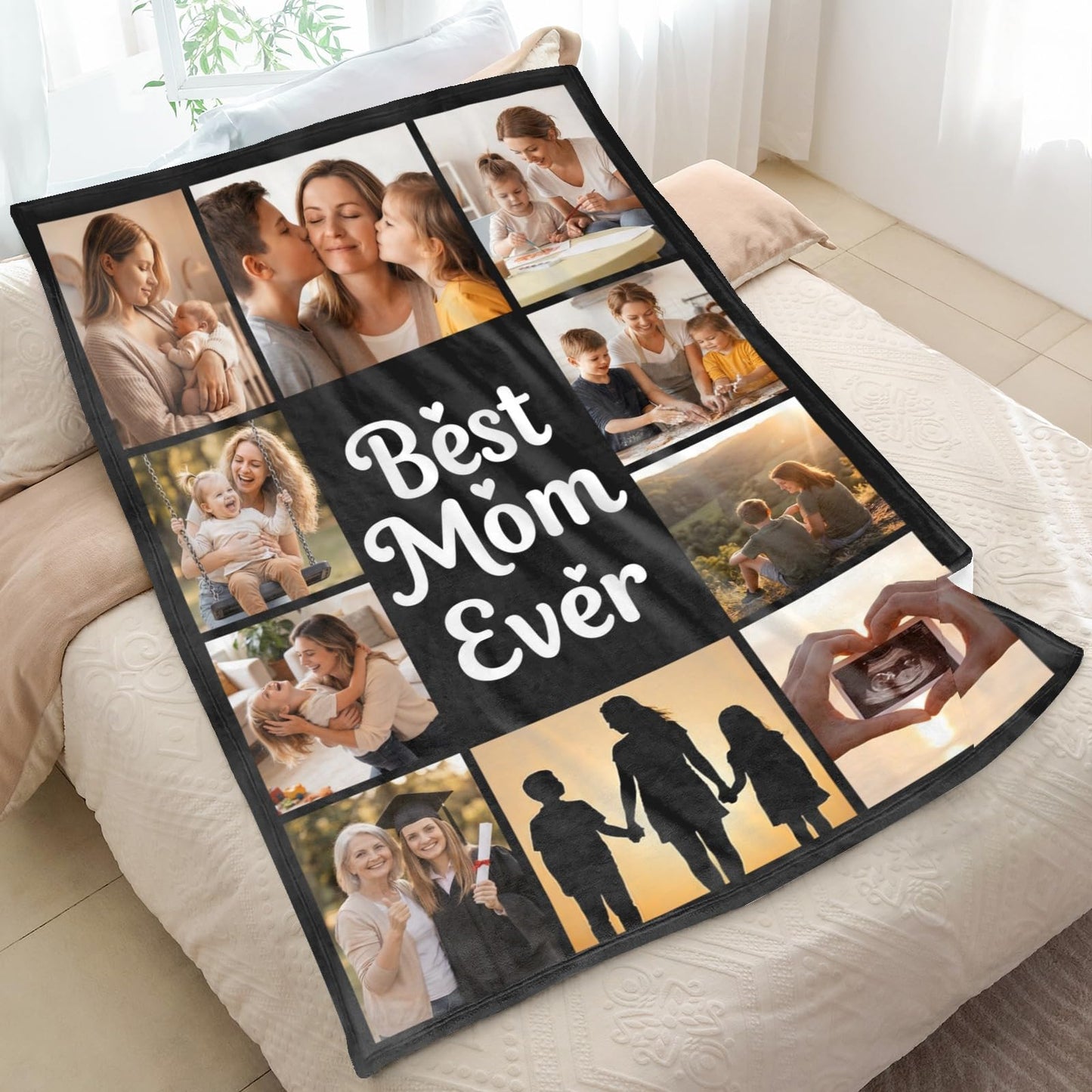 Mothers Day Blanket Gifts for Mom, Custom Blanket with Photo, Personalized Picture Blankets, Customized Blankets, Christmas Birthday Gifts for Mom from Daughter, Customizable Gift for Women Men Dad
