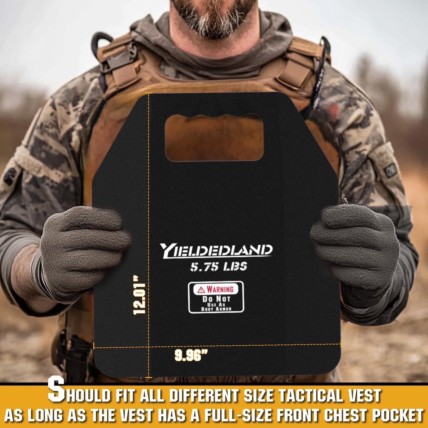 YIELDEDLAND 15lb/21lb Weighted Vest for Men and Women with Weight Vest Plates, Weight Vest for Strength and Endurance Training, Workouts, Running, Walking (Black, 5.75LB Plate)