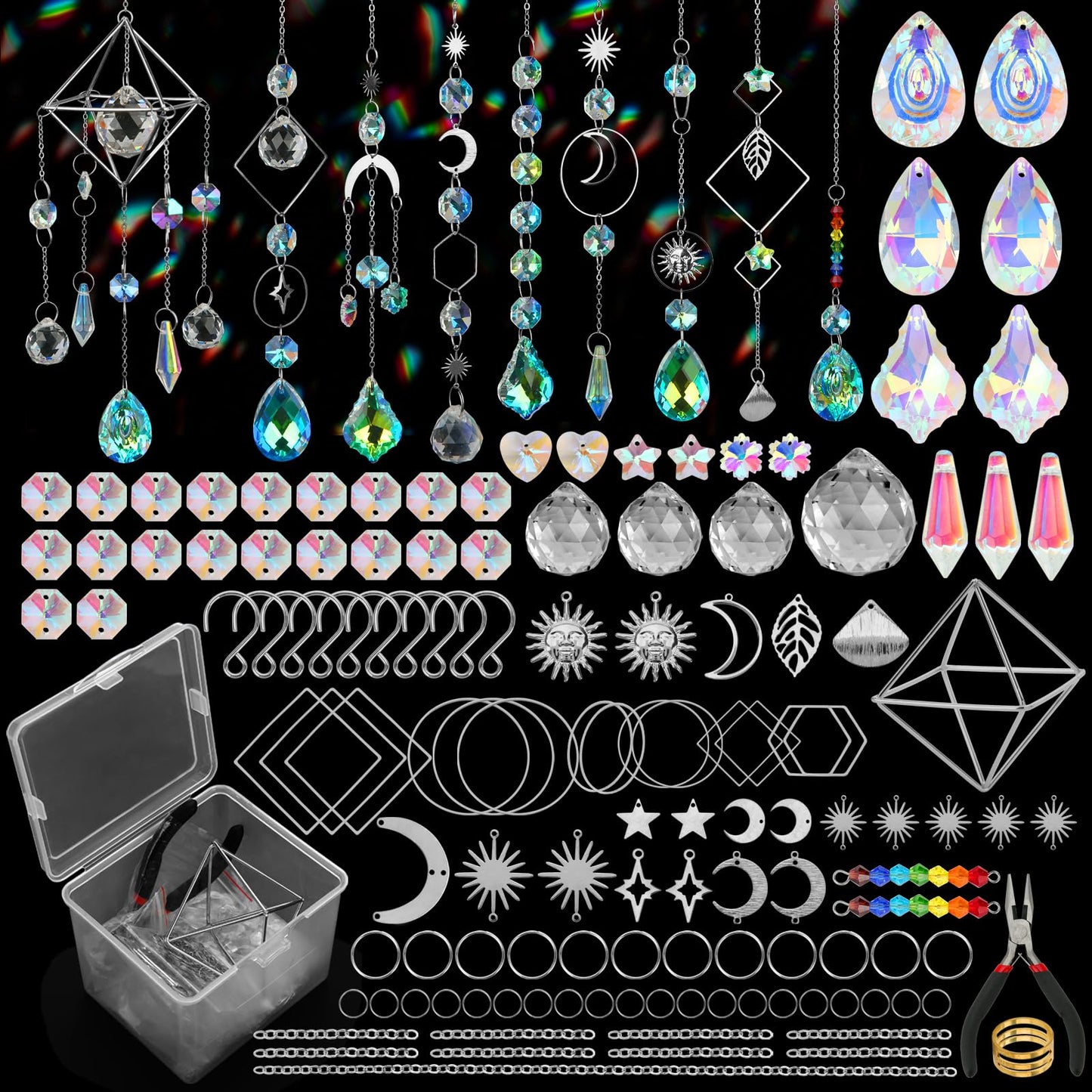 DIY Suncatcher Kit, 400pcs Crystal Sun Catchers Ornament Making Supplies Arts and Crafts Kits for Adults Indoor Windows Hanging Prism Garden Office Home Decor Gifts for Women Birthday Mother's Day