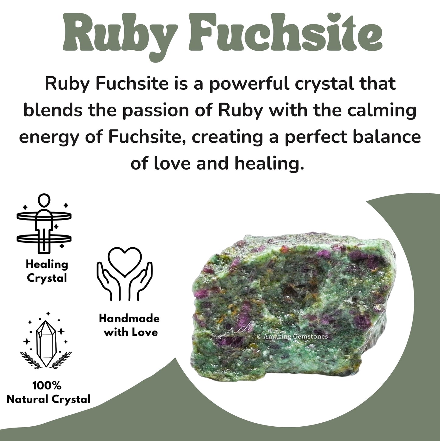 Amazing Gemstone Ruby Fuchsite Raw Crystals and Healing Stones, Natural Rocks For Tumbling - DIY Raw Stones And Crystals (1 Piece)