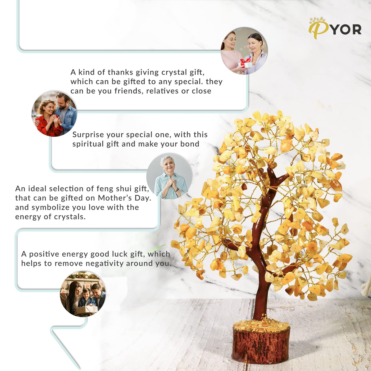 PYOR Yellow Aventurine Crystal Tree, Money Tree, Crystals and Healing Stones, Yellow Room Decor, Spiritual Decor, Feng Shui, House Warming Gifts New Home