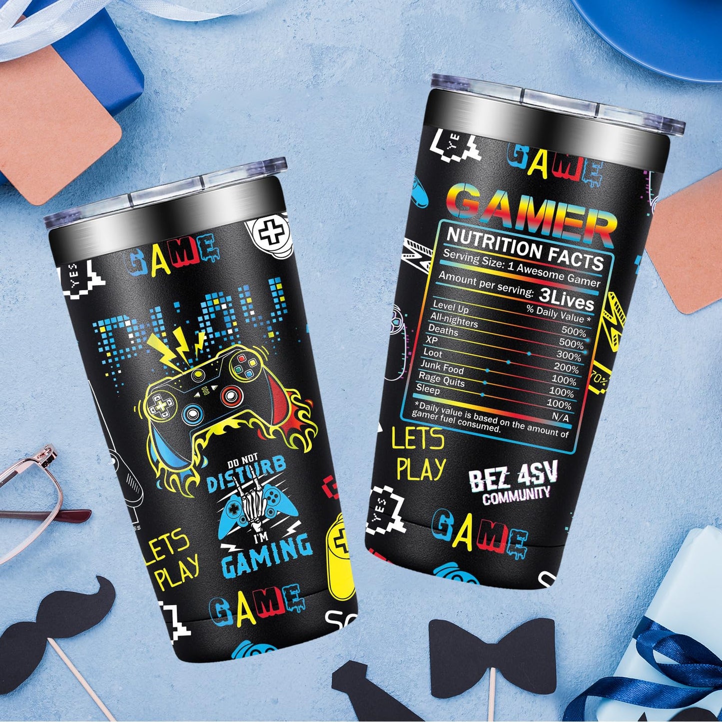 DOEARTE Gamer Gifts - Fathers Day Gift for Gamers Dad - Gaming Gift for Men, Teenage, Teen Boys, Boyfriend - Christmas Birthday Gift Set for Gamer - 20oz Gaming Tumbler