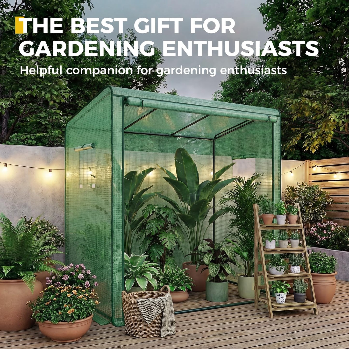 Gentingbro Lean to Greenhouse for Outdoors Portable Walk-in with PE Cover Tall Plastic for Outside with Roll-Up Zippered Door Plants Growing Shed for Backyard 79x31x59