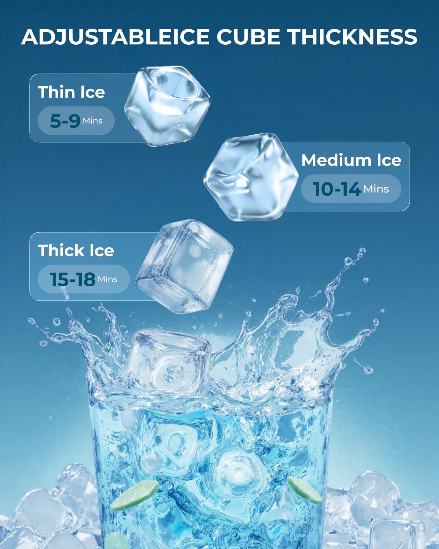 Quyndor Commercial Ice Maker Machine 120LBS/Day, Undercounter Ice Makers30LBS Storage Bin and 45 Ice Trays, Icemaker Machine Double Water Inlet with Water Line, Ice Scoop