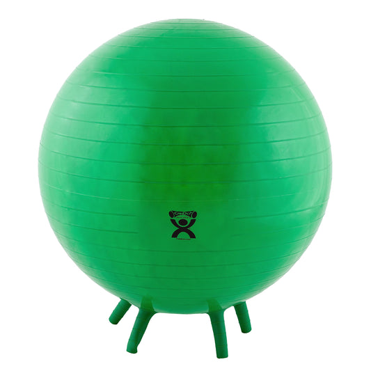 CanDo 30-1893 Non-Slip Inflatable Exercise Ball with Stability Feet for Exercise, Workout, Core Training, Stability, Yoga, Pilates, Balance Training Gym, Office, Home,Classroom. Green, 26”