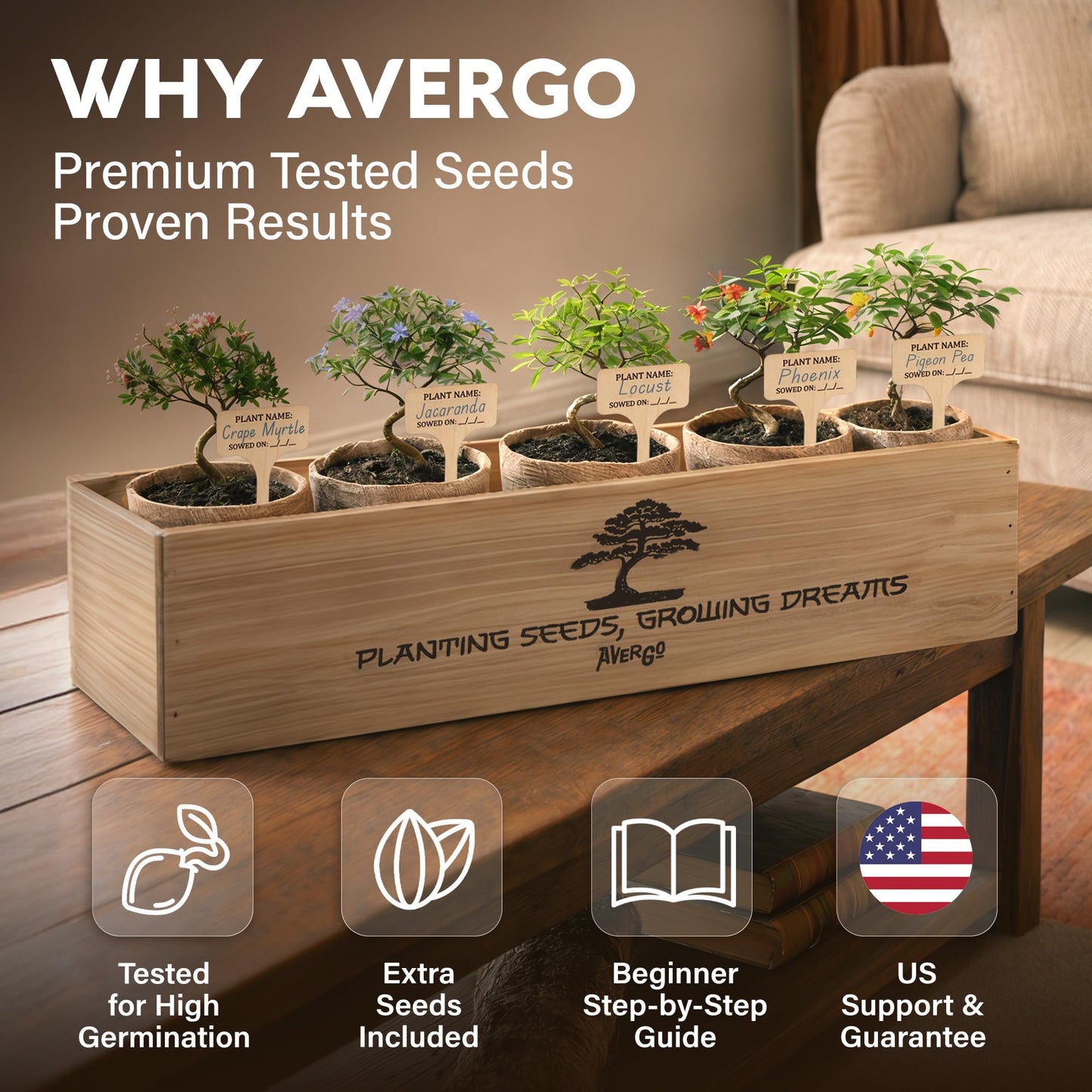 Bonsai Tree Kit for Beginners – 5X Unique Japanese Bonzai Trees | Complete Indoor Bonsai Starter Kit for Growing Bonsai Plants with Tools & Planters – DIY Gardening Gifts for Women & Men