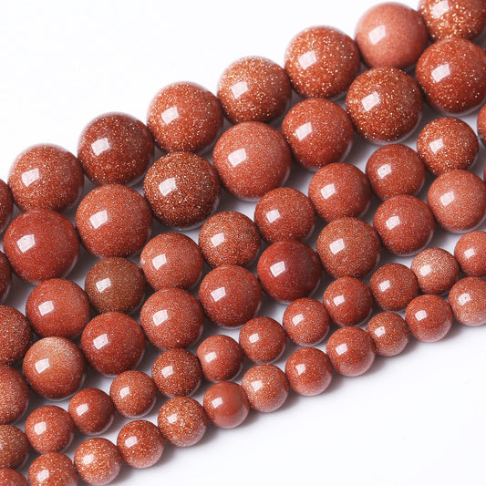 45PCS 8MM Natural Gold Sand Stone Beads Energy Healing Beads for DIY Jewelry Bracelet Necklace Making for Jewelry Making15Inch