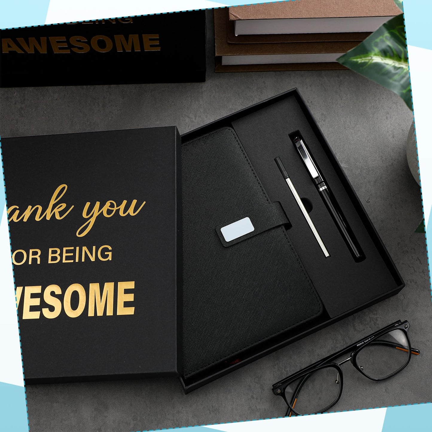 Sayglossy Thank You Gifts for Women Men, Employee Appreciation Gift for Coworkers, Thank You for Being Awesome Notebook and Pen Gift Box for Office, Coworker, Employee, Teacher, Nurse